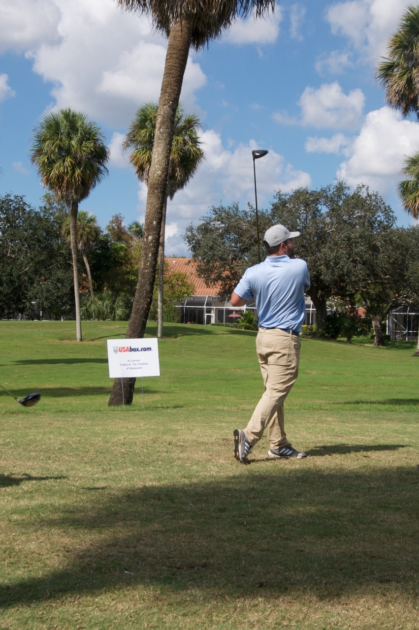 Tee shot beside the USAbox.com sponsor sign